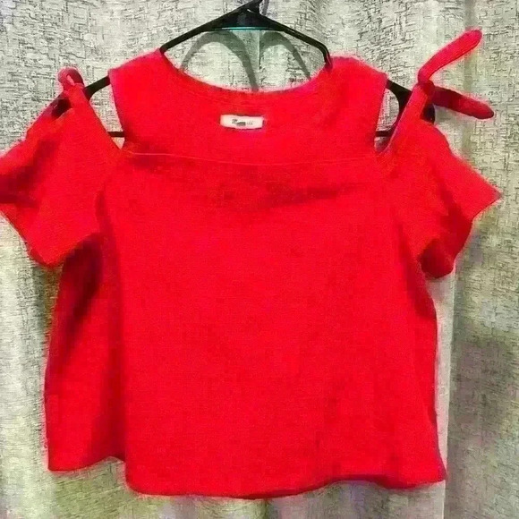 Madewell Skylark Cold Shoulder Red Swing Top Size Small #618-5 - Picture 3 of 8